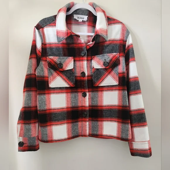 BB Dakota Steve Madden Plaid Button Up Shirt Jacket Large - Picture 1 of 9
